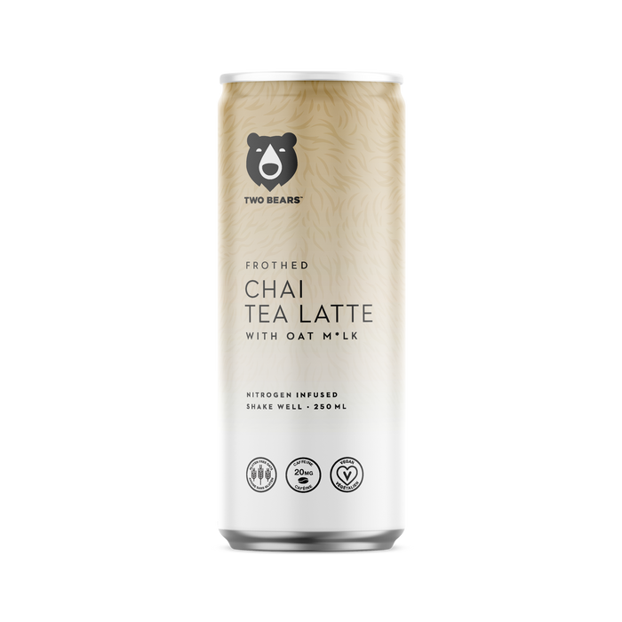 Two Bears Frothed Chai Tea Oat Milk Latte - 207ml 6 pack